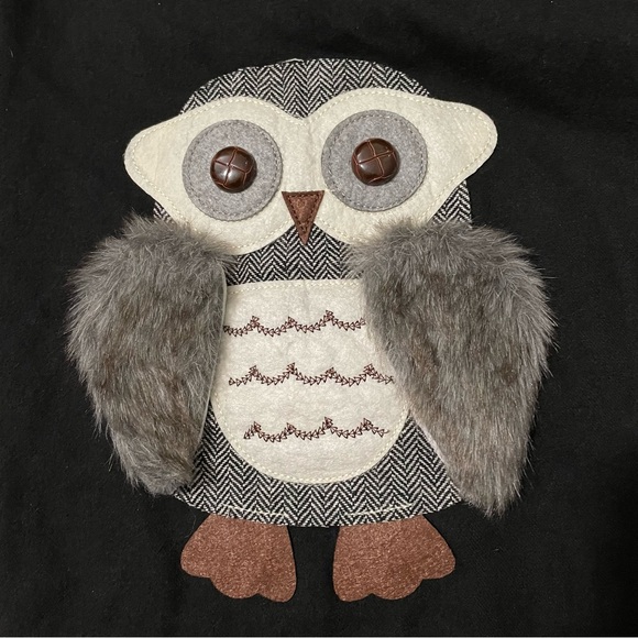 Fur owl patch tassel fringe scarf - Picture 3 of 3